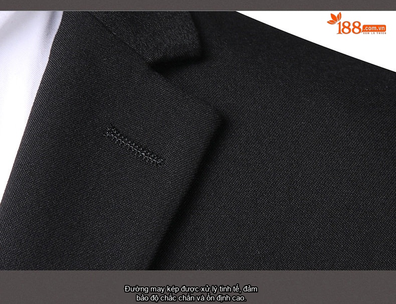 Bộ Vest Nam Wool Cao Cấp Công Sở Chống Nhăn Màu Đen chi tiết 13