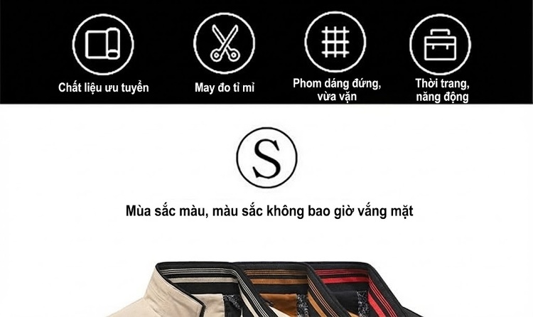 Áo Khoác Bomber Nam Cotton Dáng Đứng Cổ Tay Bo Chun Thu Đông Màu Be, Đen, Vàng Nâu chi tiết 2