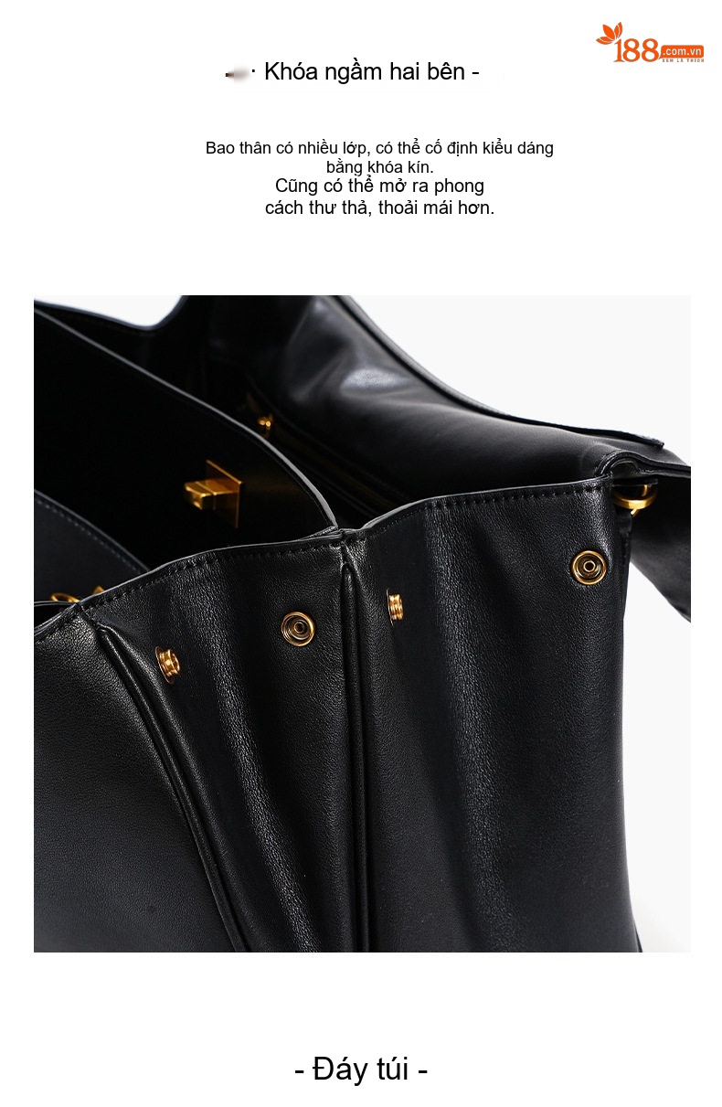 Túi Tote Da Bò Đeo Vai/Đeo Chéo Kiểu Rodeo Bag Sức Chứa Lớn Màu Đen, Trắng chi tiết 16