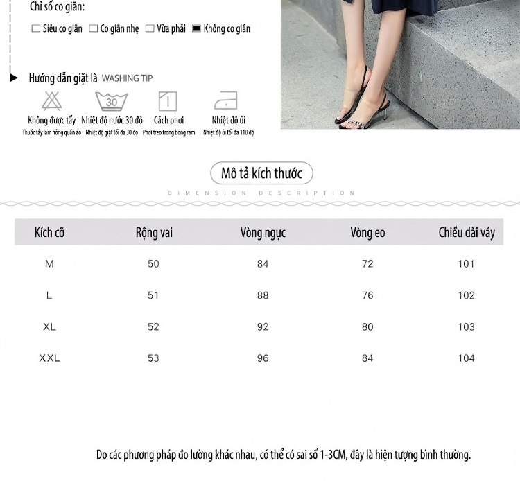 Váy Đầm Nữ Tay Ngắn dáng chữ A Chít Eo Thanh Lịch Thời Trang Hàn Quốc Màu Xanh Navy chi tiết 6