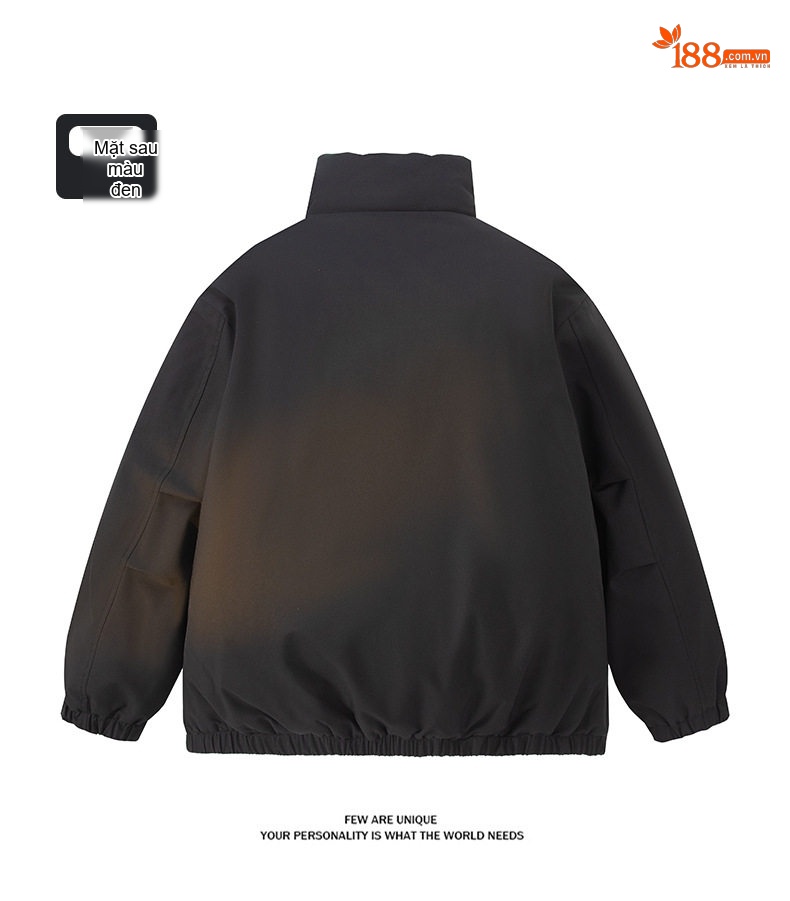Áo Khoác Bông Lót Dày Cổ Trụ Có Logo Cotton Nam Nữ Unisex Màu Trắng, Đen, Vàng, Hồng chi tiết 9