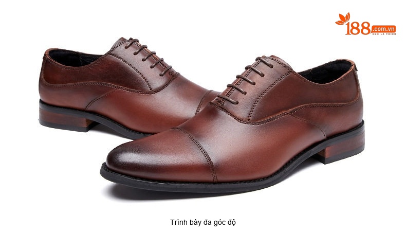 Giày Tây Buộc Dây Nam Da Bò Kiểu Oxford Chiều Cao Đế Khoảng 3cm Màu Đen, Nâu chi tiết 25