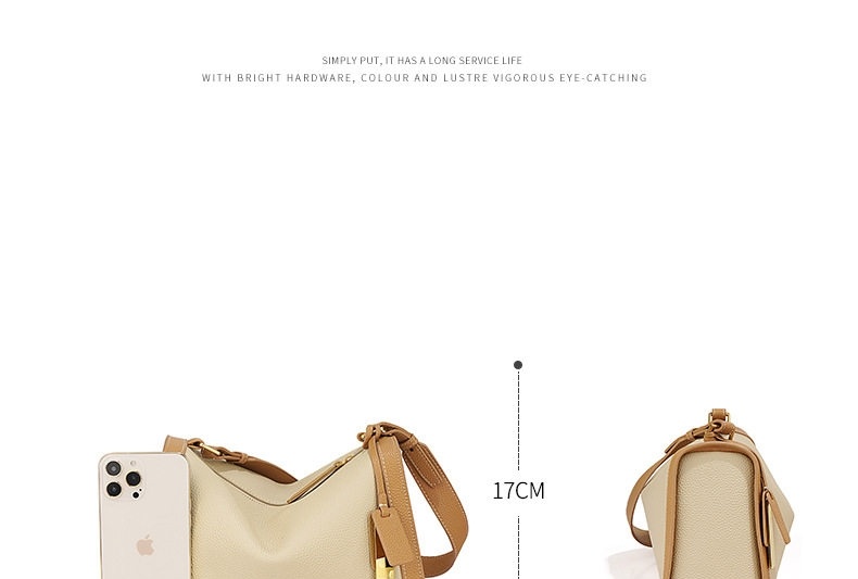 Túi Đeo Vai/Đeo Chéo Nữ Da Bò Cao Cấp Thiết Kế Pillow Bag Màu Trắng Ngà, Xanh Ngọc chi tiết 5