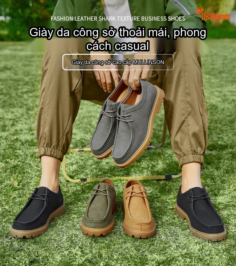 Giày Oxford Nam Giày Da Mờ Buộc Dây Phong Cách Nhật Bản Chiều Cao Đế Khoảng 3cm Màu Đen, Nâu, Xám, Xanh... chi tiết 1