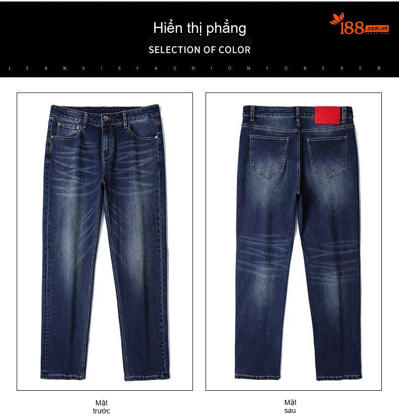 Quần Jean Nam Ống Đứng Co Giãn Cao Cấp Phong Cách Châu Âu Màu Xanh Đen chi tiết 23
