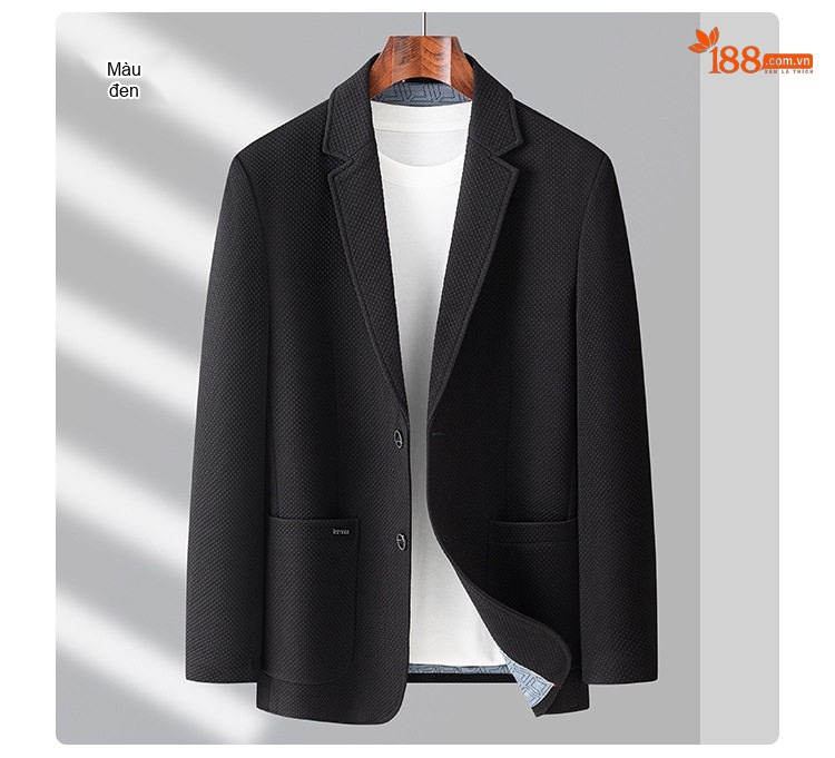 Áo Khoác Blazer Nam Vải Dệt Kim Phong Cách Business Casual Màu Nâu, Xám, Đen chi tiết 15