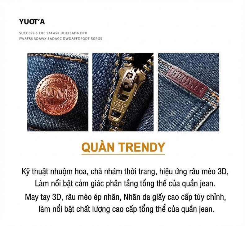 Quần Jeans Nam Ống Đứng Cao Cấp Dáng Ôm Vừa Vặn Màu Xanh Denim chi tiết 46