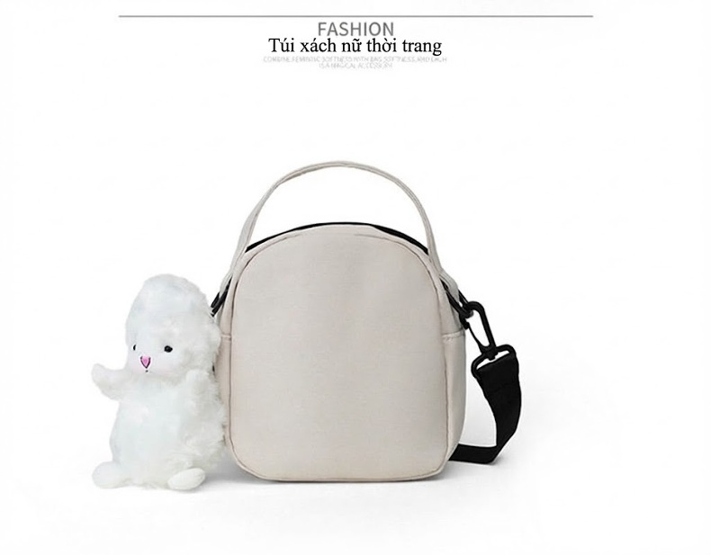 Túi Đeo Chéo Nữ Vải Canvas Mini Đựng Điện Thoại Phong Cách Hàn Quốc Màu Kem chi tiết 25