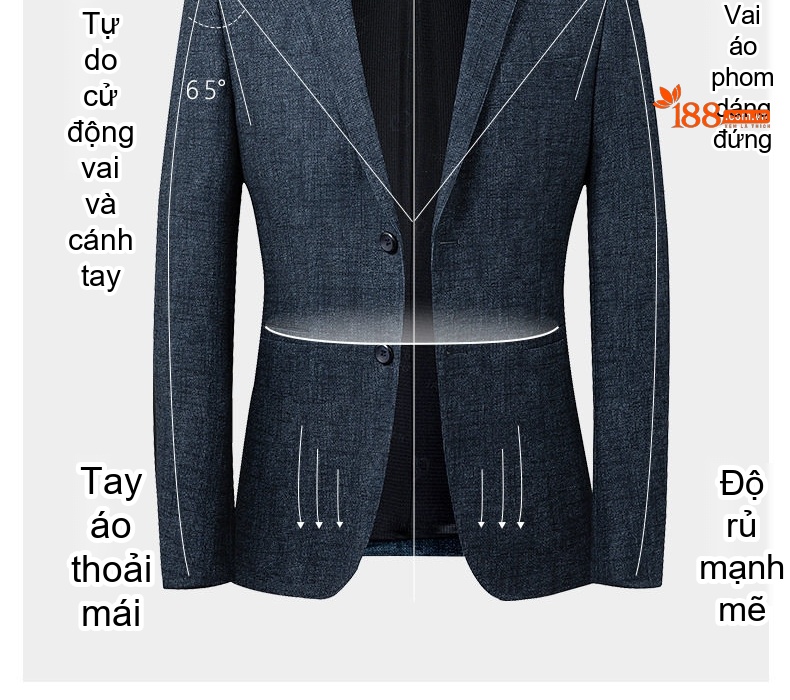 Áo Vest/Blazer Nam Co Giãn Phong Cách Hàn Quốc Màu Xanh Navy chi tiết 25