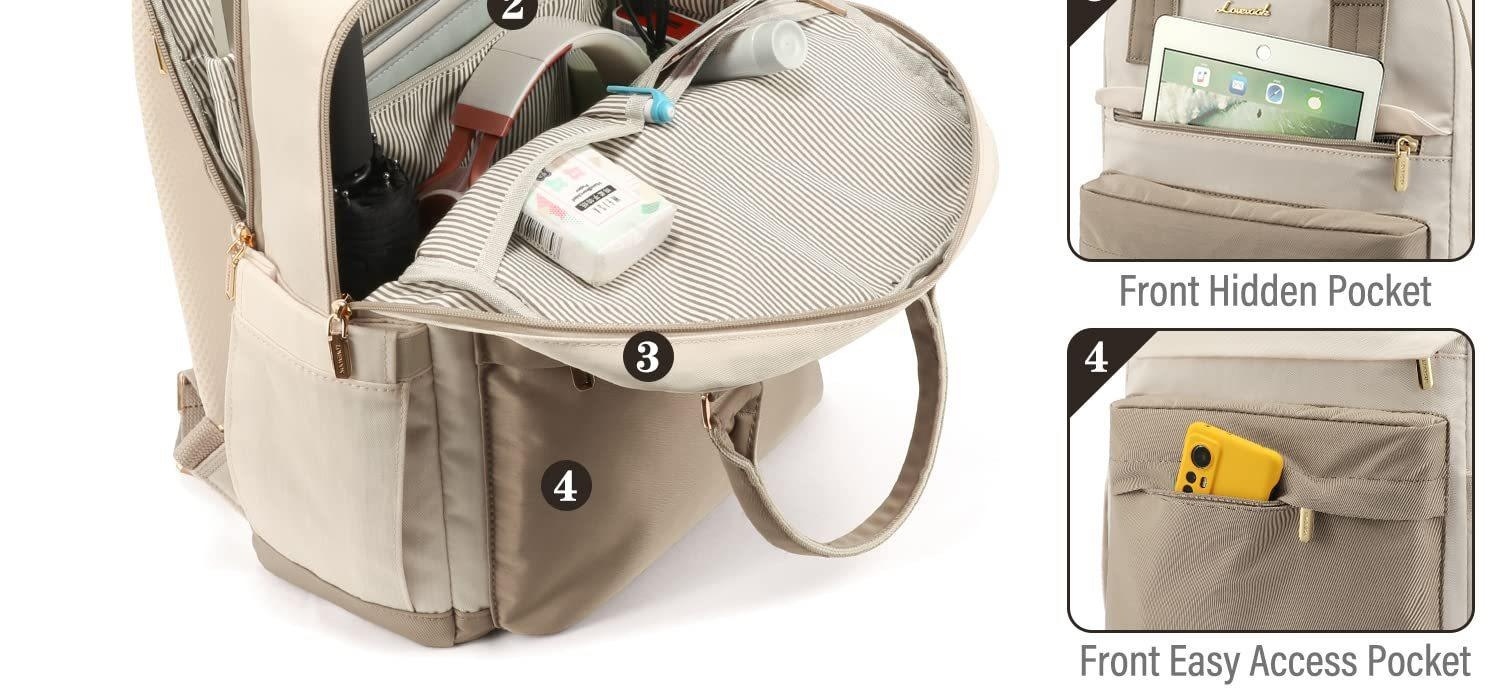 Balo Nữ Thời Trang Đựng Laptop Cỡ Lớn Kiểu Túi Hộp Có Tay Cầm Màu Be, Xám, Đen, Trắng... chi tiết 5