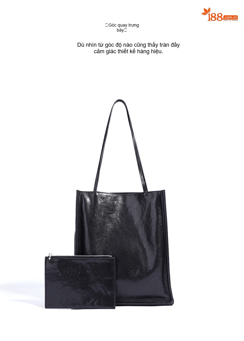 Túi Tote Nữ Da Bò Mini Kiểu Dáng Tối Giản Màu Đen, Nâu chi tiết 14