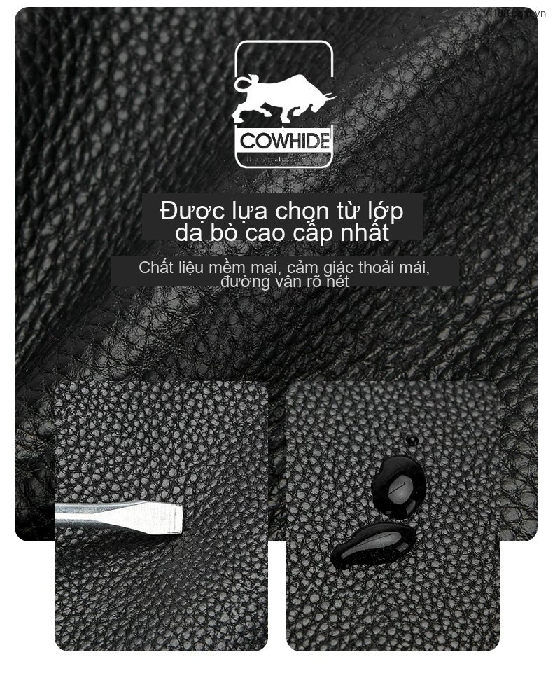 Ví Cầm Tay Nam Da Bò Đa Ngăn, Đựng Tiền, Điện Thoại Màu Đen chi tiết 6