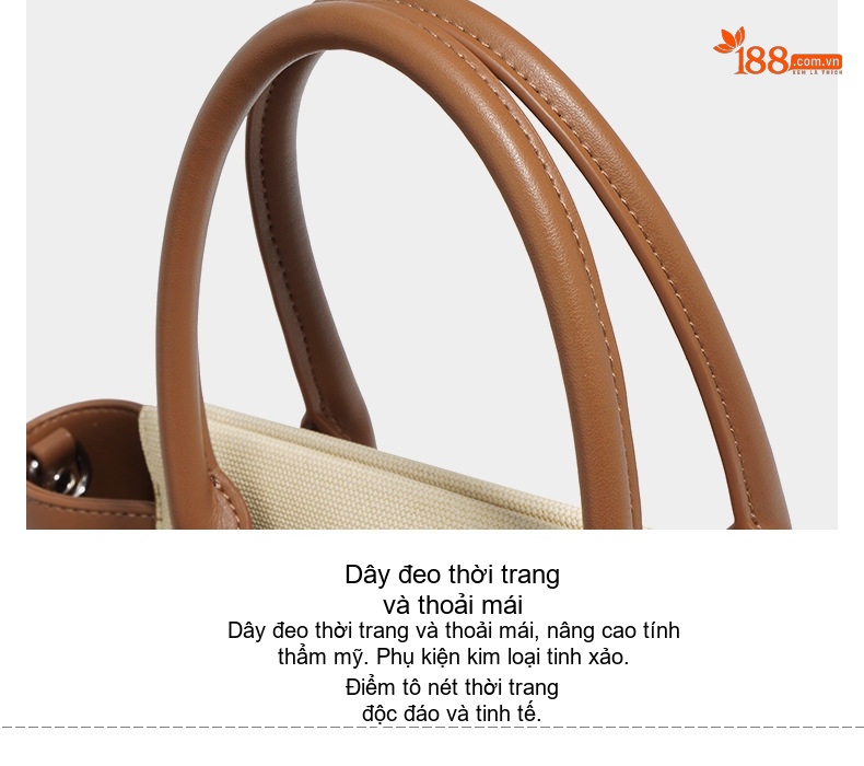 Túi Tote Nữ Da Bò Vải Canvas Lớn Đựng Vừa A4 Công Sở Đi Làm Màu Nâu, Kem, Xanh chi tiết 12