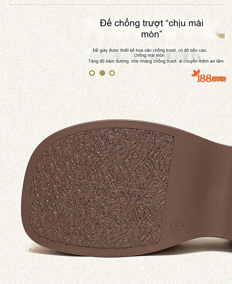 Dép Sandal Nữ Da Mờ Quai Hậu Đế Xuồng Đế Cao 5cm - 6cm Màu Nâu, Kem chi tiết 6