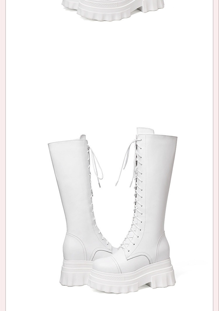 Boot Nữ Cổ Cao Đế Bánh Mì 10cm Phong Cách Anh Quốc Màu Đen, Trắng chi tiết 18
