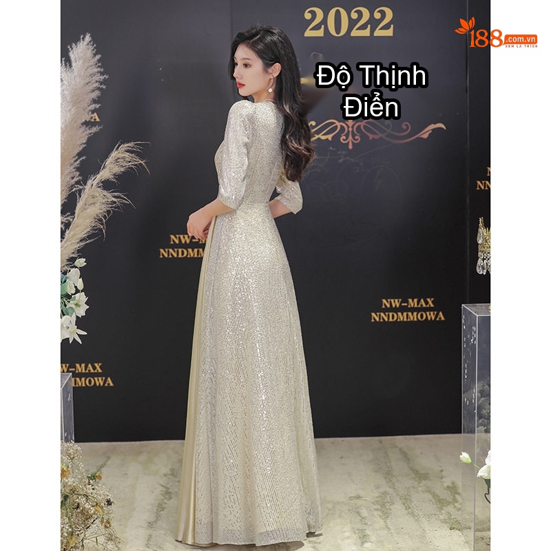 Váy Dạ Hội Nữ Dáng Dài Sang Trọng Màu Vàng Gold, Đen