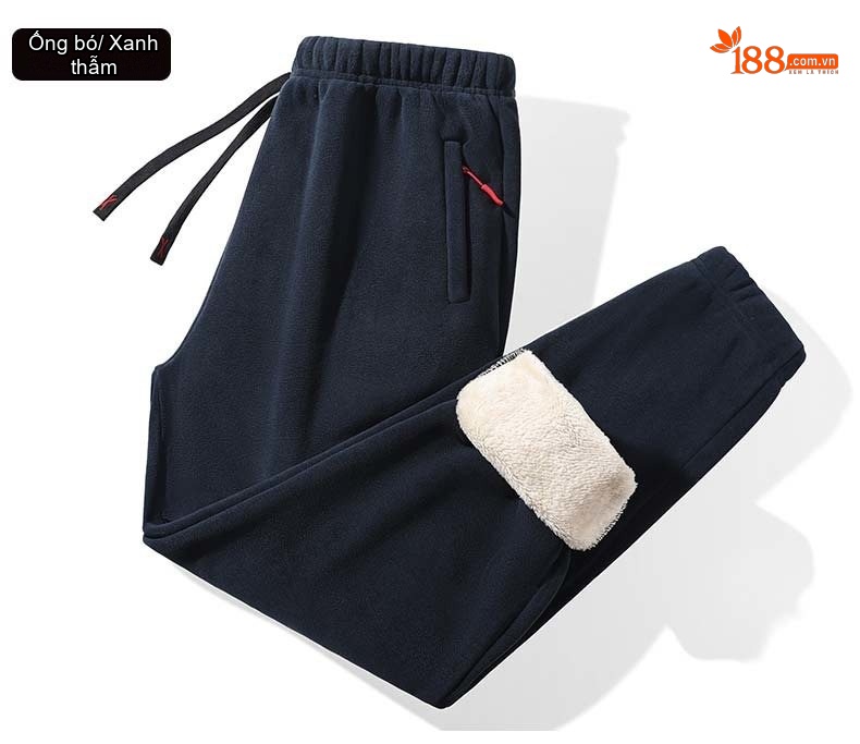 Quần Dài Nam Lông Cừu Non Dày Dặn Giữ Ấm Dáng Rộng Màu Đen, Xanh Navy, Xám, Xanh Olive... chi tiết 12