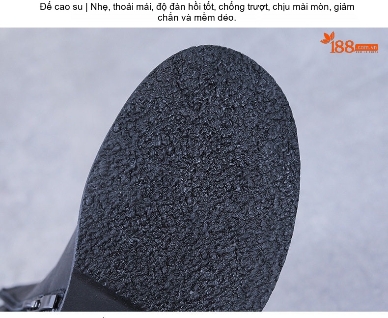 Giày Boot Martin Nữ Da Bò Lót Lông Chiều Cao Đế Khoảng 4cm Phong Cách Anh Quốc Màu Đen chi tiết 9