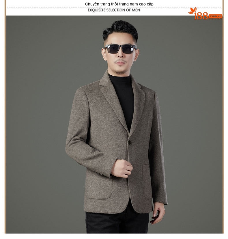 Áo Khoác Blazer Nam Hai Mặt Lông Cừu Áo Phao Lót Lông Vũ Có Thể Tháo Rời Màu Đen, Nâu, Xám chi tiết 25