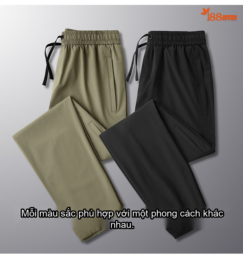 Quần Dài Nam Ống Suông Mỏng Mát Co Giãn Lưng Cao Dáng Rộng Màu Đen, Xanh Navy, Xanh Rêu, Nâu chi tiết 6