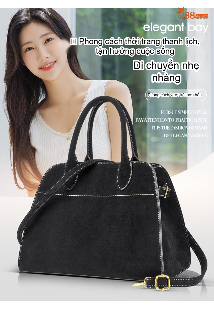 Túi Tote Nữ Da Mờ Phong Cách Retro Châu Âu, Túi Đeo Vai, Túi Xách Tay Công Sở Màu Đỏ, Nâu, Xám, Đen chi tiết 2