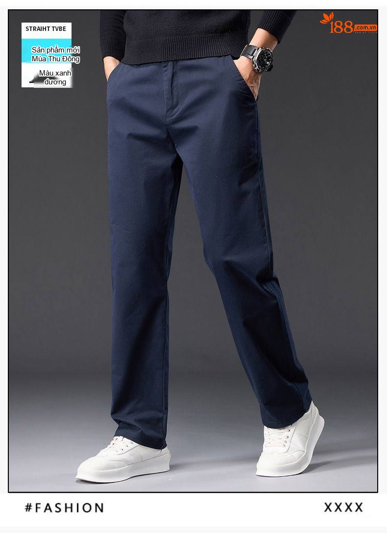 Quần Dài Nam Cotton Dáng Suông Rộng Thoải Mái Màu Đen, Xám, Kem, Xanh Navy chi tiết 16