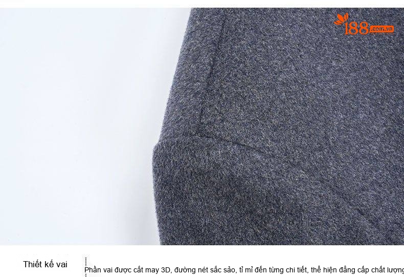 Áo Khoác Dạ Nam 100% Lông Cừu Cổ Trụ Dáng Ngắn Màu Xám Đậm, Xám Nhạt chi tiết 13