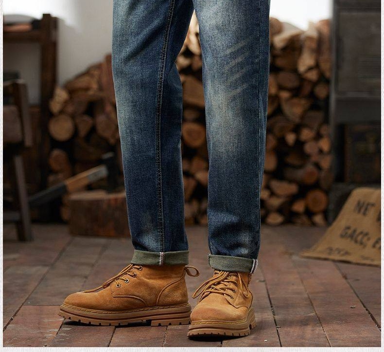 Quần Jean Nam Cotton Dáng Ôm Vừa Vặn Màu Xanh Denim chi tiết 17