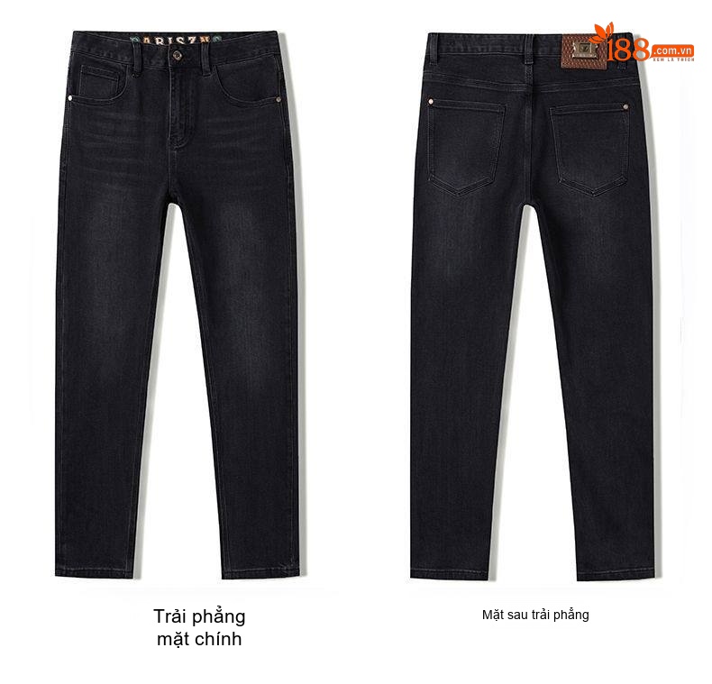 Quần Jeans Nam Ống Đứng Cao Cấp Dáng Ôm Vừa Vặn Màu Xanh Denim chi tiết 35