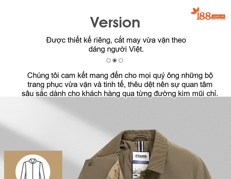 Áo Khoác Cotton Nam Tơ Tằm Chần Bông Dáng Ôm Vừa Màu Xanh Olive, Đen chi tiết 3