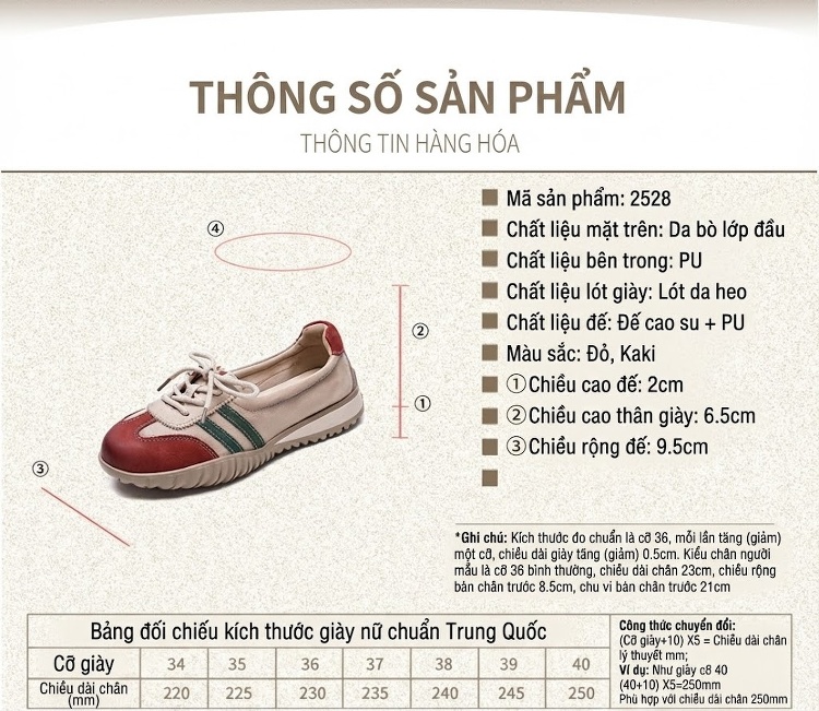 Giày Búp Bê Nữ Dây Buộc Vải Dệt Chiều Cao Đế Khoảng 2cm Màu Kem, Đỏ, Nâu, Xanh... chi tiết 2
