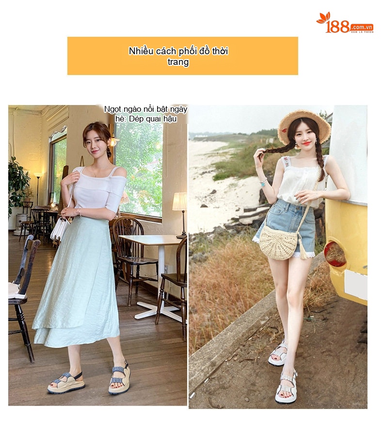 Dép Sandal Nữ Đế Bệt Quai Ngang Đính Đá Đế Cao 4cm - 5cm Màu Trắng, Xanh, Tím chi tiết 8