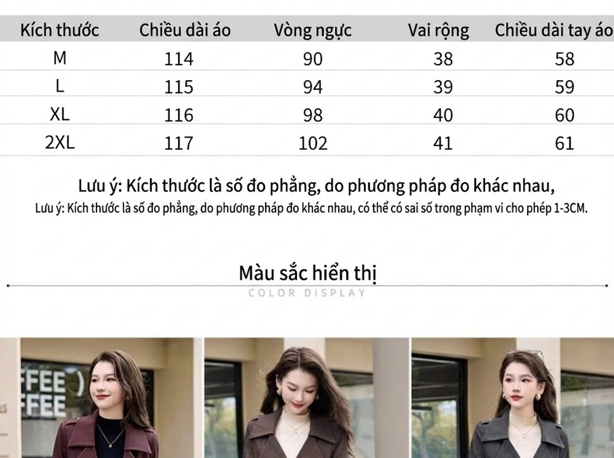 Áo Khoác Mangto Nữ Dáng Dài Phong Cách Anh Màu Đỏ Ancol, Xám chi tiết 13