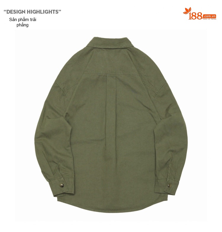 Áo Sơ Mi Nam Cotton Dáng Rộng Phong Cách Retro Màu Xanh Rêu, Nâu, Đen chi tiết 22
