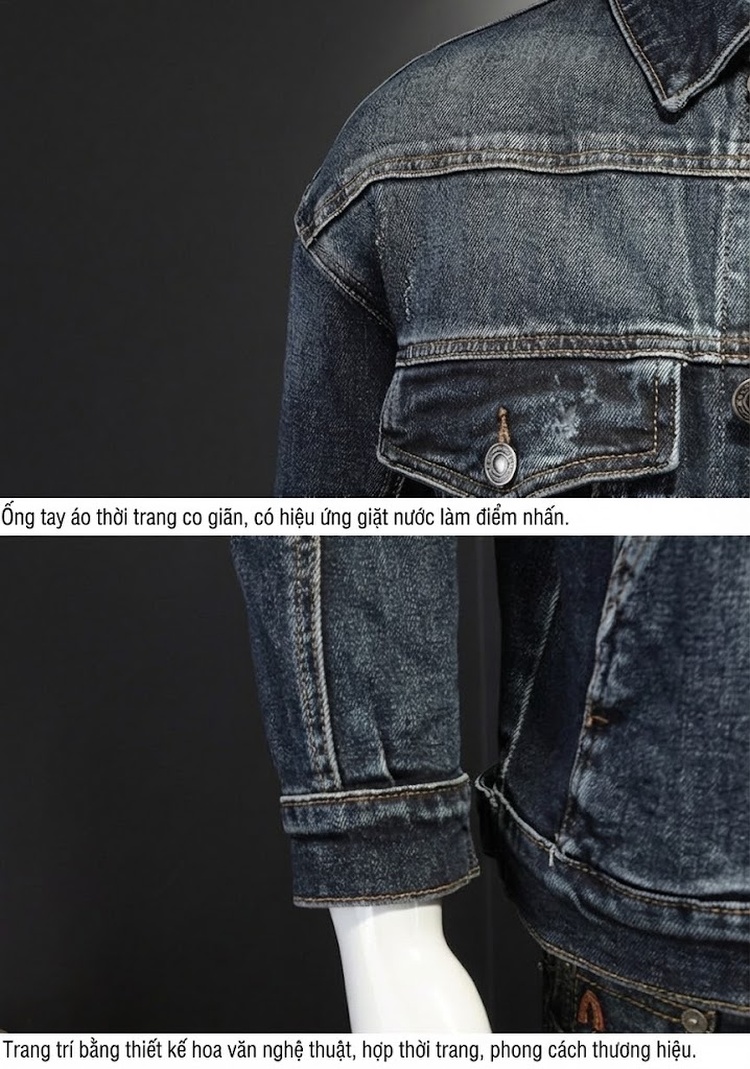 Áo Khoác Jean Nam Cổ Bẻ Túi Hộp Phong Cách Châu Âu chi tiết 7