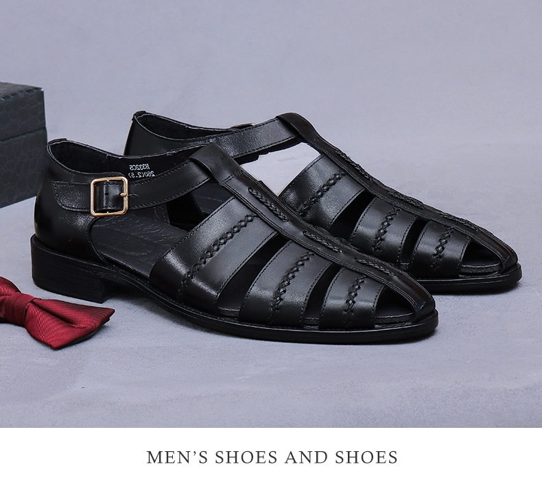 Sandal Rọ Nam Da Bò Khóa Cài Chiều Cao Đế Khoảng 2cm Màu Nâu, Đen chi tiết 12