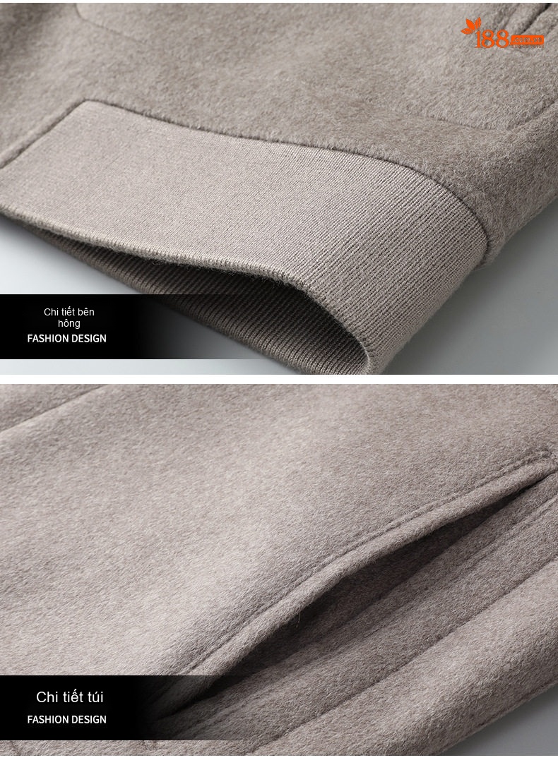 Áo Khoác Bomber Nam Thu Đông Cổ Trụ Chất Liệu Lông Cừu 100% Màu Be, Nâu, Đen chi tiết 21