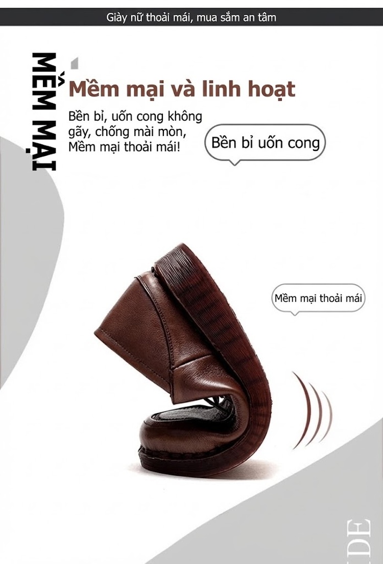 Giày Oxford Nữ Da Bóng Buộc Dây Chiều Cao Đế Khoảng 3cm Màu Đen, Nâu chi tiết 9
