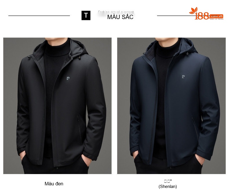 Áo Khoác Parka Nam Dáng Ôm Có Mũ Trùm Đầu Giữ Ấm Lót Lông Màu Đen, Xanh Navy chi tiết 8