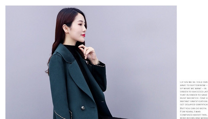 Áo Khoác Dạ Nữ Hai Mặt Dáng Dài Chiết Eo Cổ chữ Vest Phong Cách Hàn Quốc Màu Xanh, Đỏ, Nâu, Đen... chi tiết 22