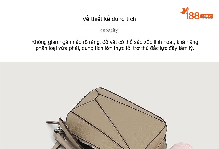 Túi Xách Nữ Mini Họa Tiết Trám Da Mềm Hình Học, Túi Đeo Vai, Túi Xách Tay Màu Đen, Nâu, Xám, Xanh... chi tiết 8