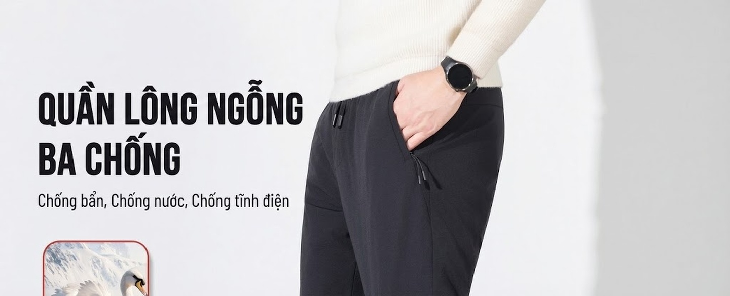 Quần Dài Nam Lông Vũ Cao Cấp Dáng Rộng Thoải Mái Chống Thấm Nước Màu Đen