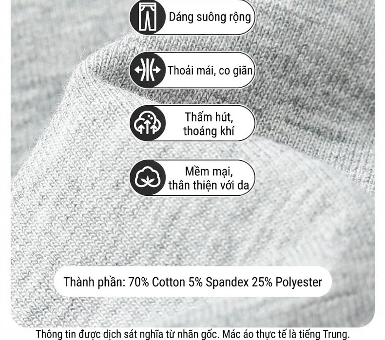 Quần thể thao dáng rộng nam thu đông co giãn thoải mái chi tiết 8