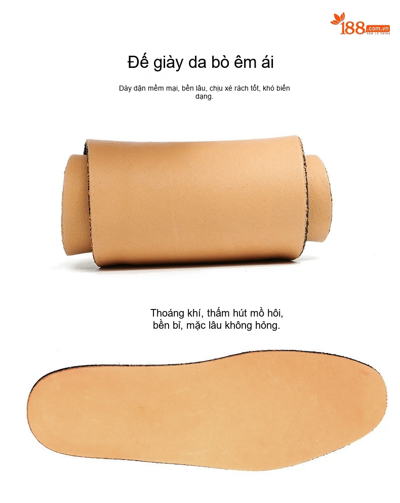 Giày Tây Buộc Dây Nam Da Thật Đế Da Chiều Cao Đế Khoảng 3cm Màu Nâu chi tiết 9