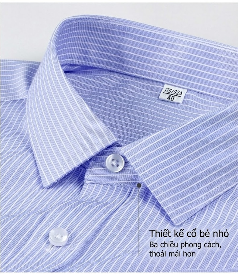 Áo Sơ Mi Nam Cotton Ngắn Tay Dáng Ôm Chống Nhăn Màu Trắng, Xanh Dương, Tím, Xám... chi tiết 2