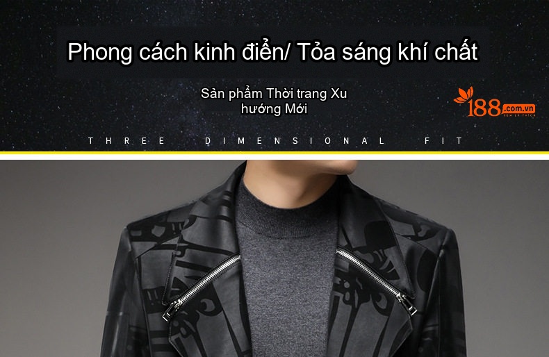 Áo Khoác Da Nam Dáng Dài Cổ chữ Vest Form Ôm Phong Cách Hàn Quốc Màu Đen chi tiết 1