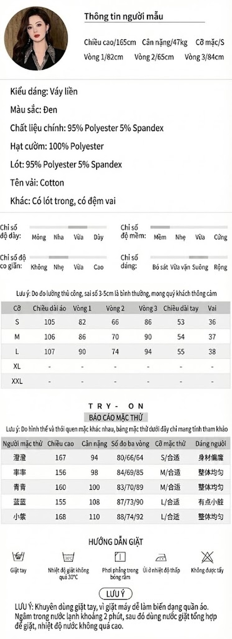 Váy Đầm Nữ Dáng Ôm Cổ Bẻ Tay Dài Thanh Lịch Màu Đen chi tiết 2