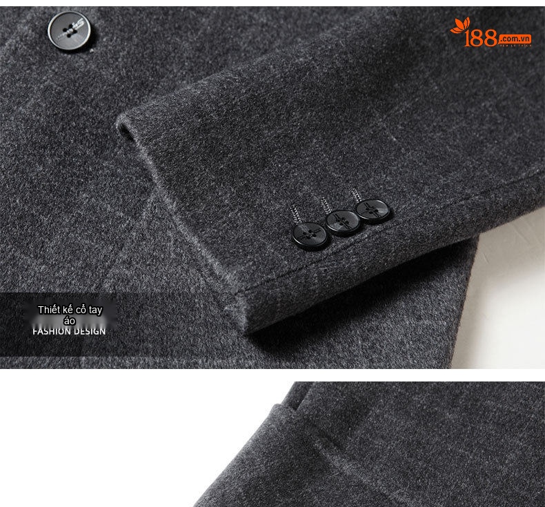 Áo Vest Nam Len Lông Cừu Màu Xám chi tiết 14