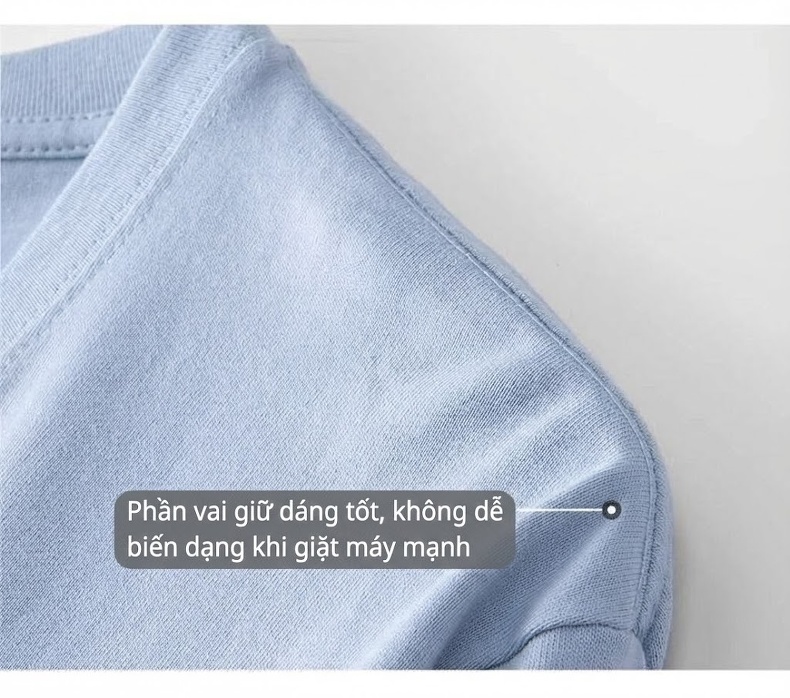 Áo Thun Tay Dài Nam Cotton 270g Cổ Tròn Dáng Rộng Màu Xám, Trắng, Đen, Xanh... chi tiết 27