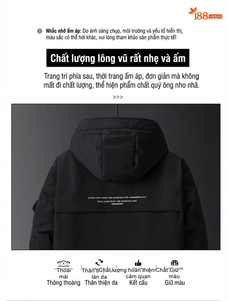Áo Khoác Phao Nam Dáng Ngắn Có Mũ Phong Cách Hàn Quốc Màu Xanh, Đen, Kem, Vàng chi tiết 7